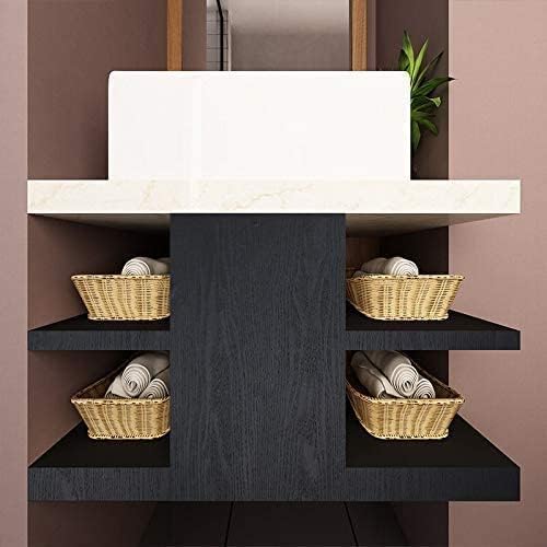 Bairivo Black Wood Grain Peel and Stick Wallpaper, Self-Adhesive Contact Paper for Kitchen Countertop Furniture, 17.7in x 118in