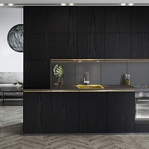 Bairivo Black Wood Grain Peel and Stick Wallpaper, Self-Adhesive Contact Paper for Kitchen Countertop Furniture, 17.7in x 118in