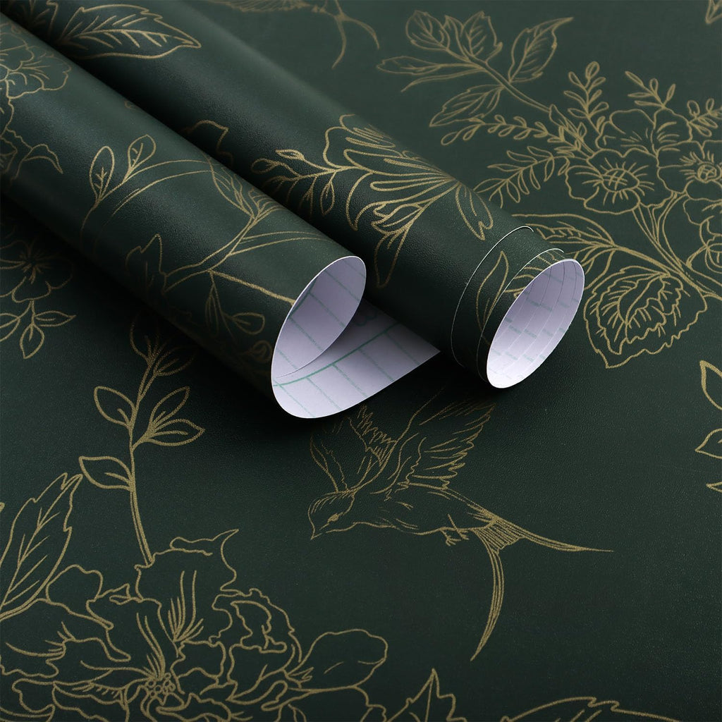 Bairivo Cream Blue Vintage Floral Peel and Stick Wallpaper, Removable Self-Adhesive Wall Paper for Bedroom Bathroom, 17.7in x 118.1in