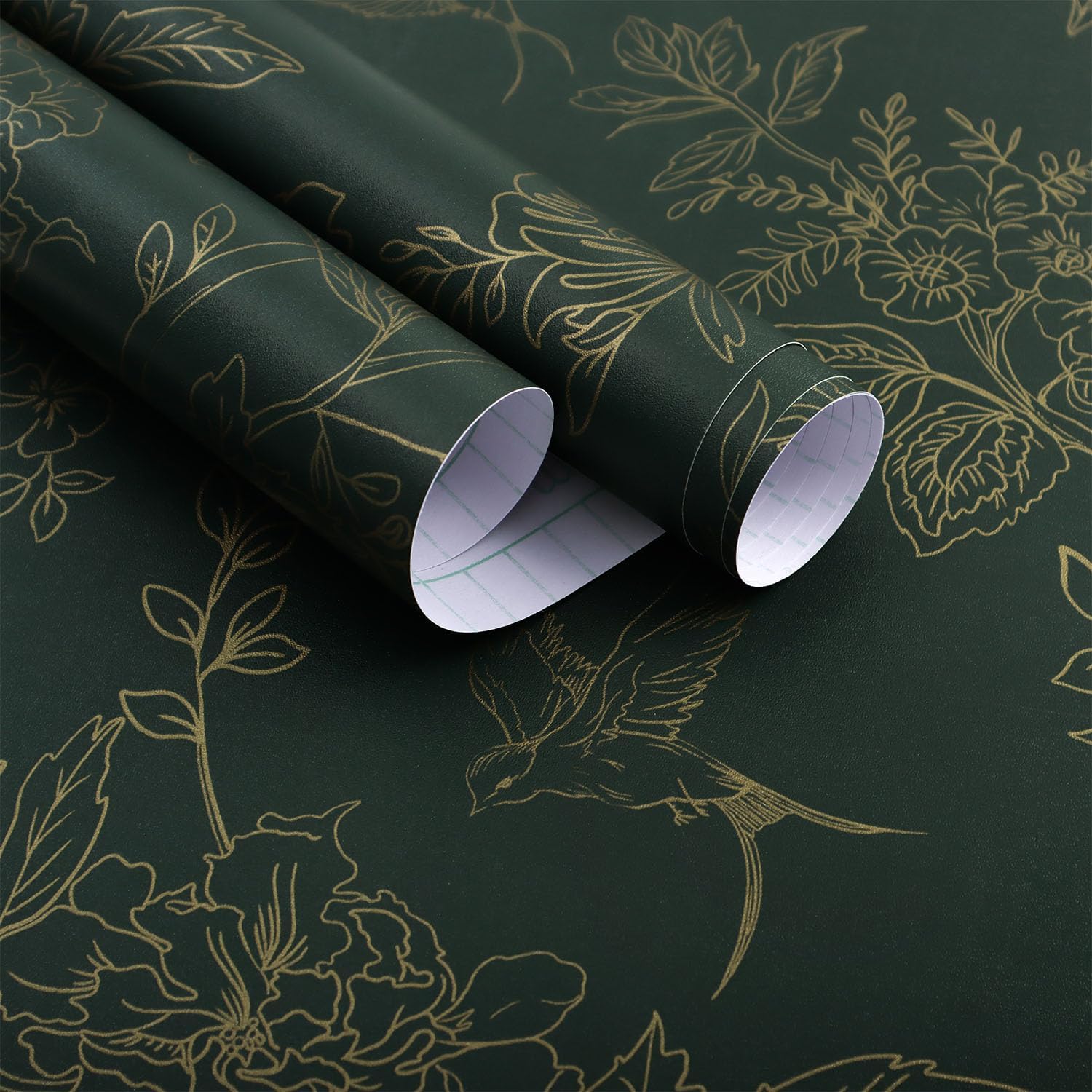 Bairivo Cream Blue Vintage Floral Peel and Stick Wallpaper, Removable Self-Adhesive Wall Paper for Bedroom Bathroom, 17.7in x 118.1in