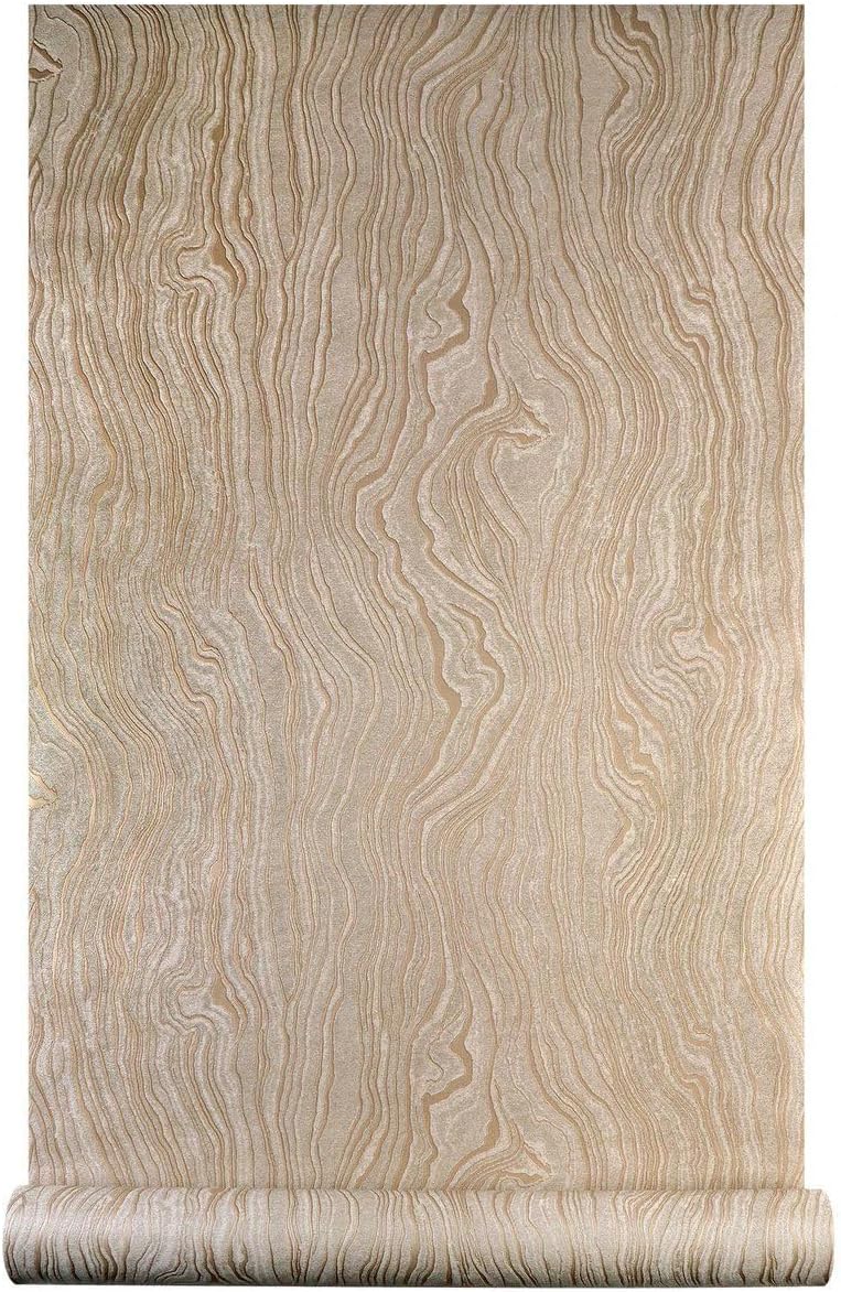 Bairivo Gold Khaki Wood Stripe Peel and Stick Wallpaper, Removable Self-Adhesive Wall Paper for Bathroom Bedroom, 20.8in x 118in