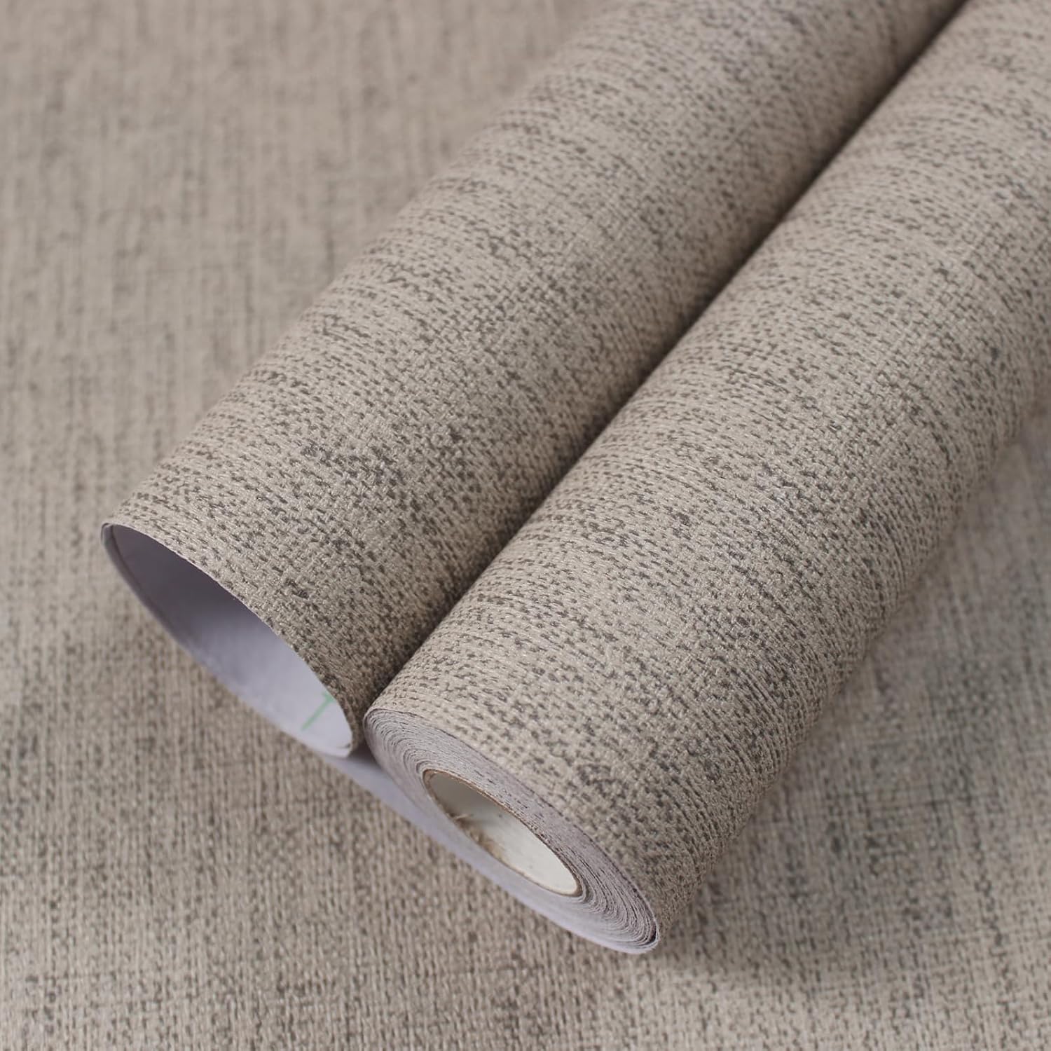 Bairivo Light Gray Grasscloth Textured Peel and Stick Wallpaper, Faux Linen Self-Adhesive Contact Paper for Cabinets, 15.7in x 78.7in