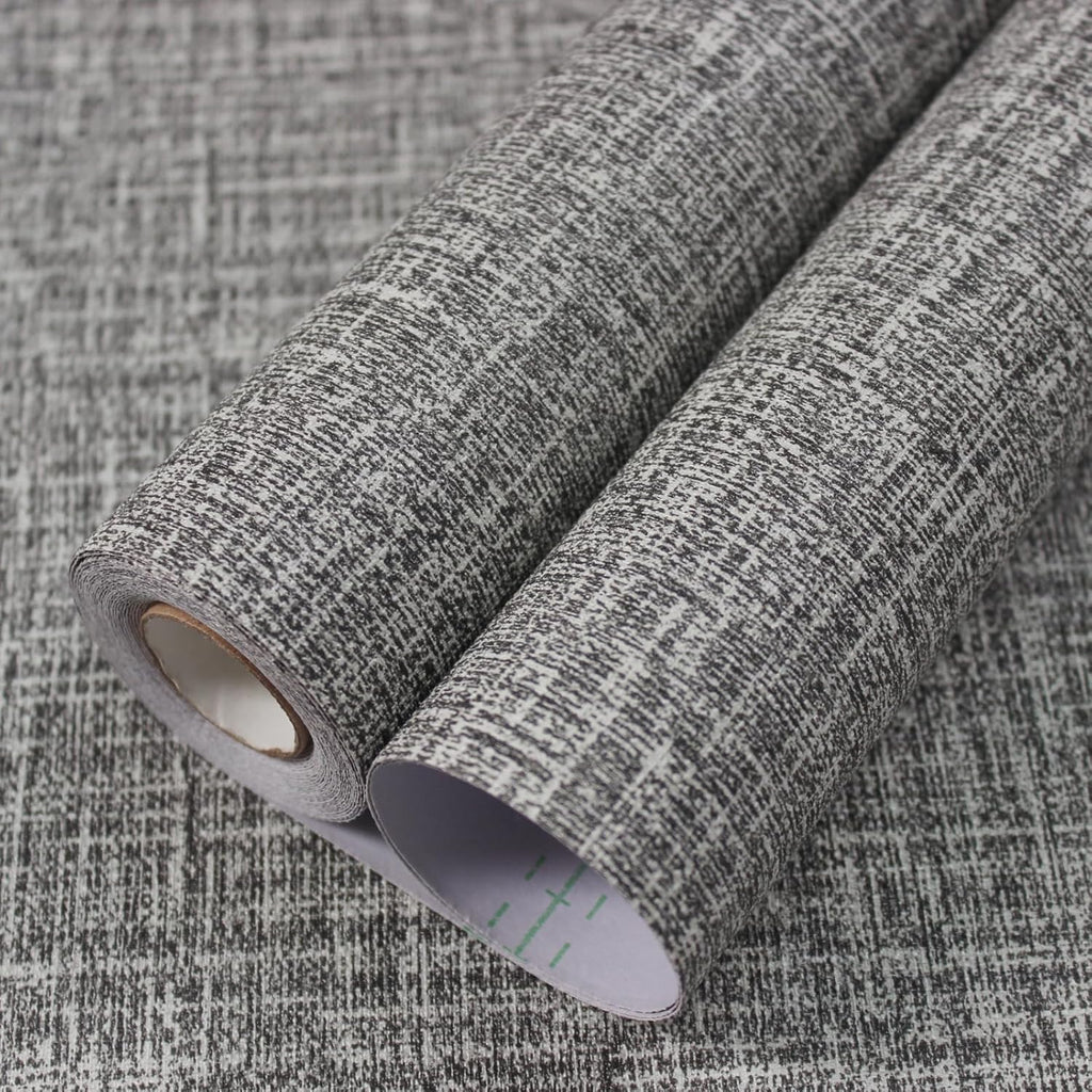 Bairivo Light Gray Grasscloth Textured Peel and Stick Wallpaper, Faux Linen Self-Adhesive Contact Paper for Cabinets, 15.7in x 78.7in