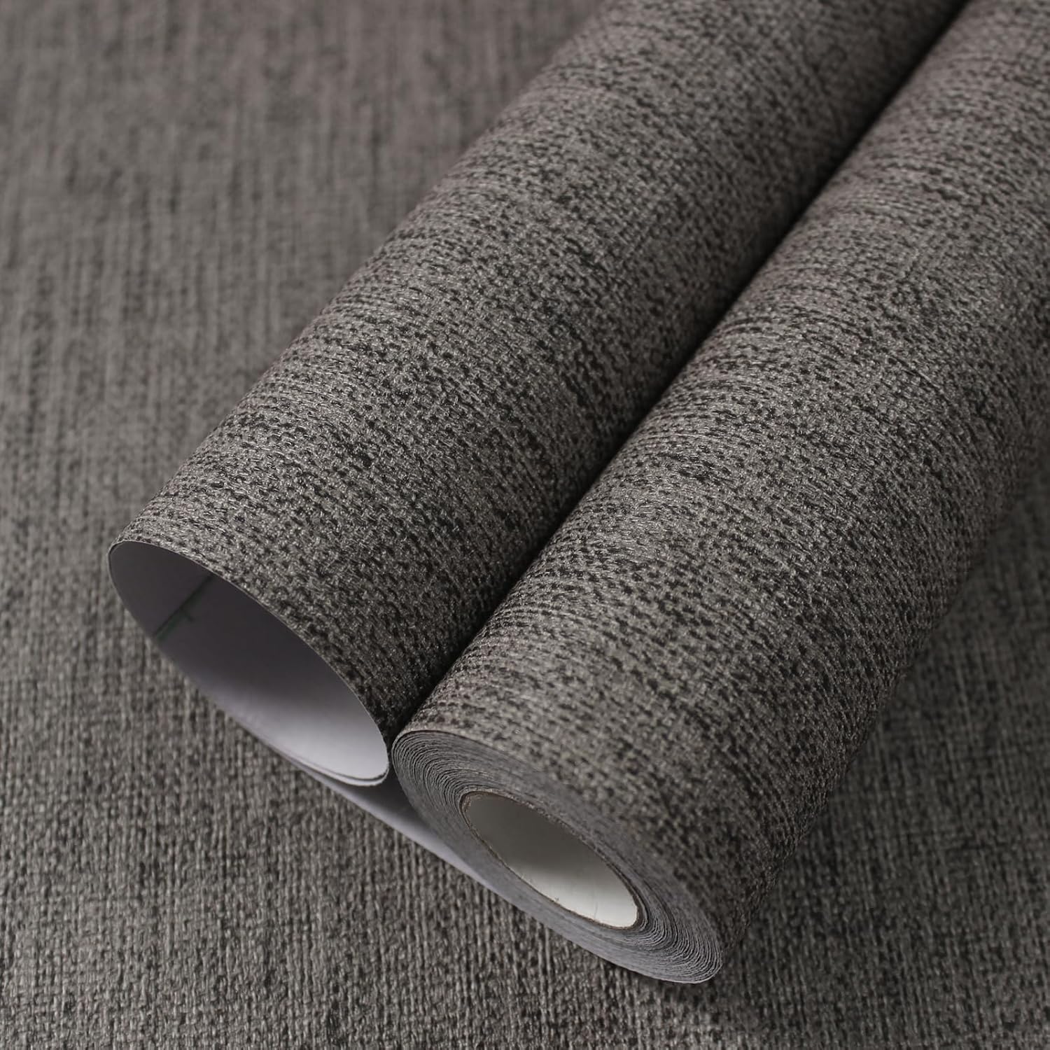 Bairivo Light Gray Grasscloth Textured Peel and Stick Wallpaper, Faux Linen Self-Adhesive Contact Paper for Cabinets, 15.7in x 78.7in