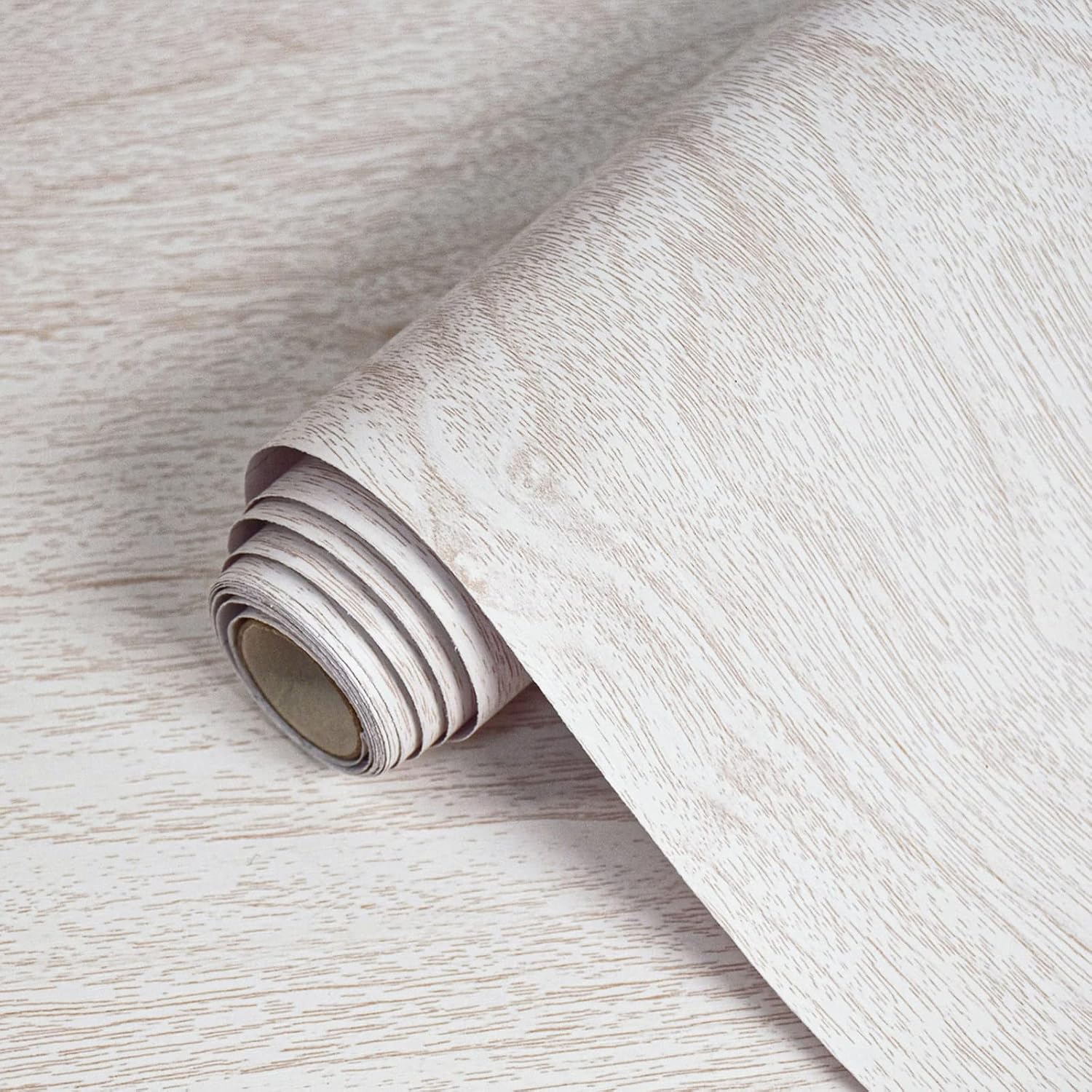 Bairivo White Wood Grain Peel and Stick Wallpaper, Self-Adhesive Vinyl Contact Paper for Furniture Table Drawer, 18in x 118in