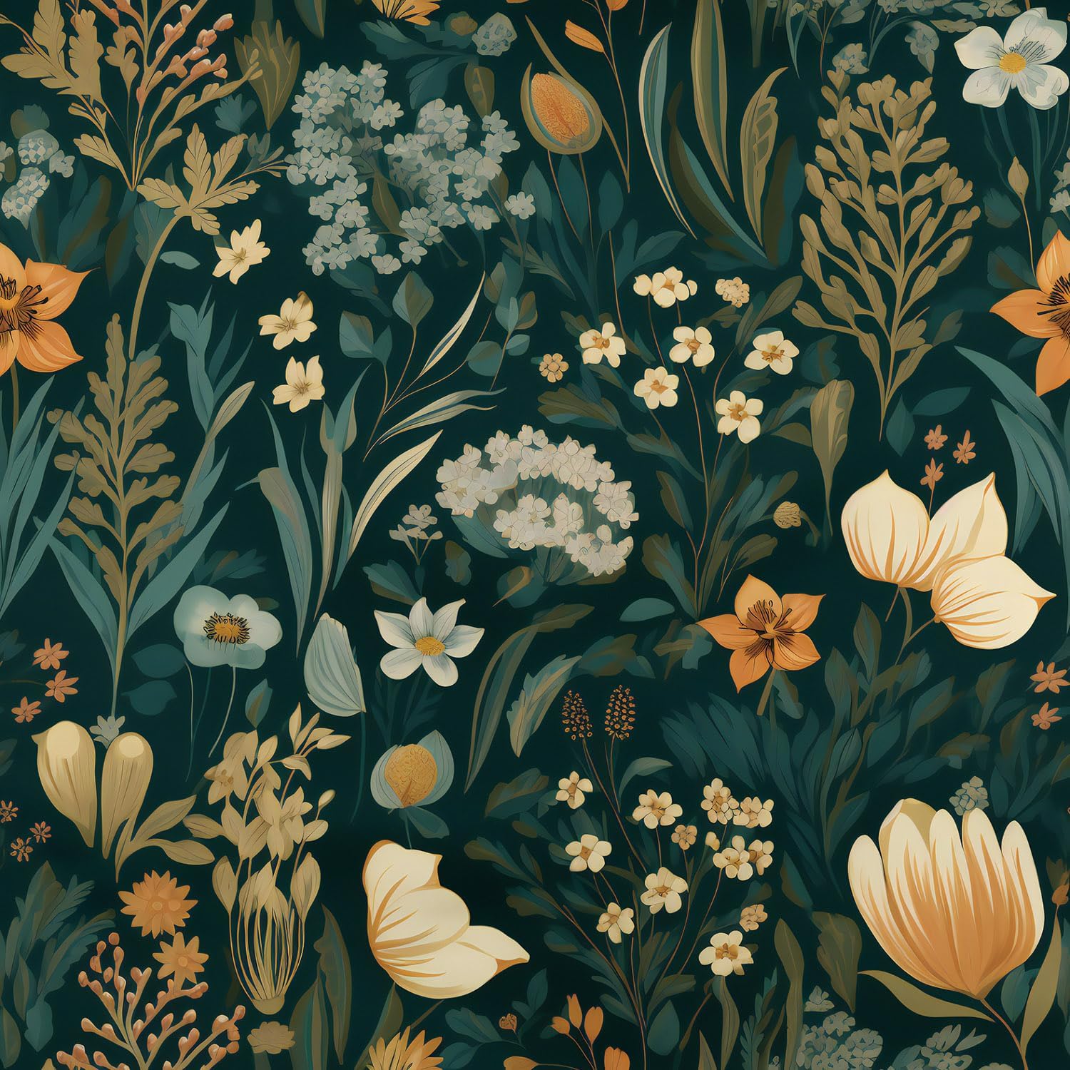 Bairivo Vintage Boho Floral Peel and Stick Wallpaper, Removable Self-Adhesive Wall Paper for Bedroom, 17.3in x 118.1in