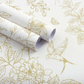 Bairivo Cream Blue Vintage Floral Peel and Stick Wallpaper, Removable Self-Adhesive Wall Paper for Bedroom Bathroom, 17.7in x 118.1in